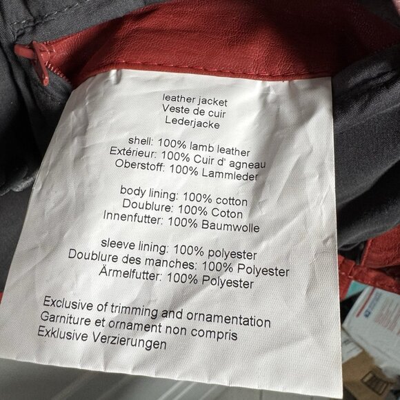 Mauritius Leather Women's Christy Scatter Star Red Leather Moto Jacket Size XS - Picture 13 of 16